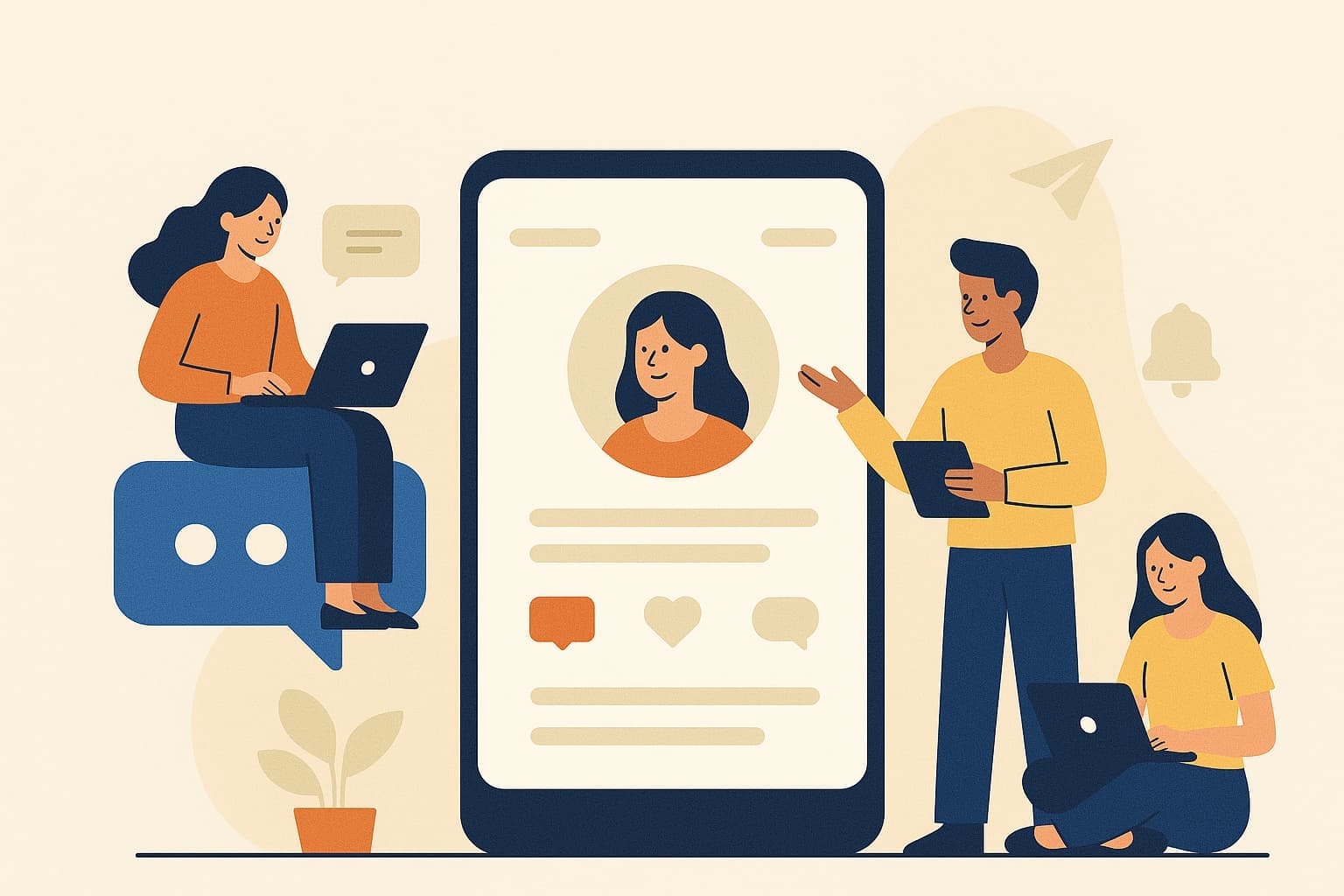 Illustration représentant une équipe de community management